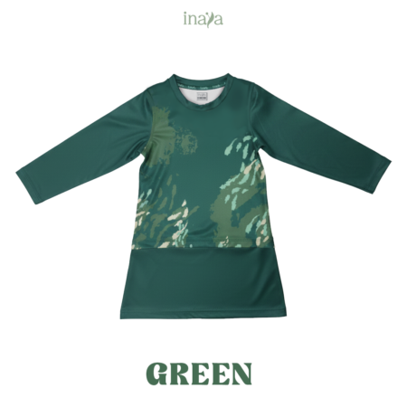ENOLA Kid Set Round Neck Muslimah Blouse Green